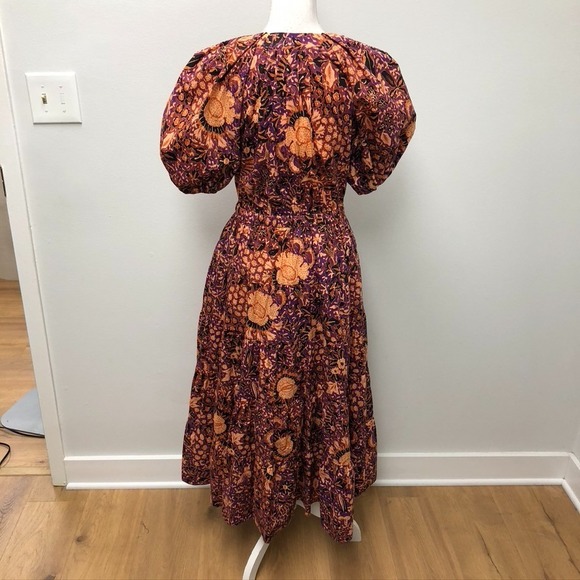 Ulla Johnson Maxi Cotton Dress Womens 8 Tiered Floral Puff Sleeve Romantic Boho - Picture 6 of 9